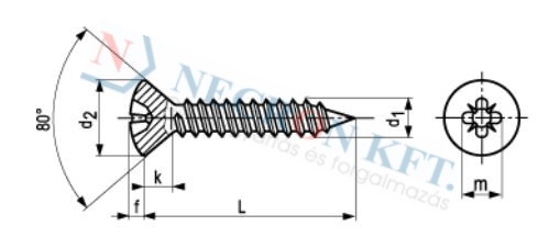 Linsensenk- Blechschrauben mit Kreuzschlitz Phillips Form H und Spitze Form C (DIN7983-A20-0005)
